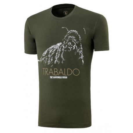 T-shirt Trabaldo verde con stampa cinghiale modello Identity