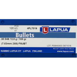 Palle Lapua calibro 30 peso 185 grani FMJBT art.4PL7019 LAPUA