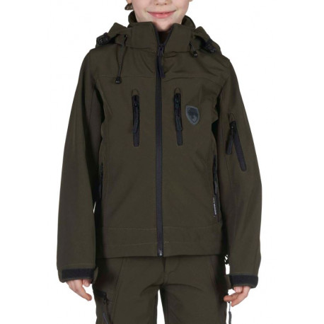 Giacca da caccia verde da bambino in softshell U-TEX art. 96056 355